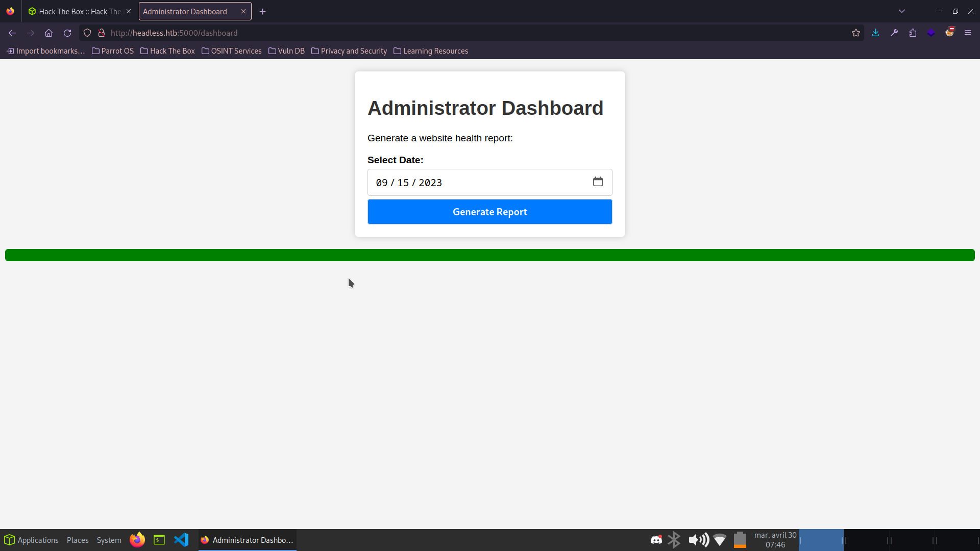 Admin dashboard