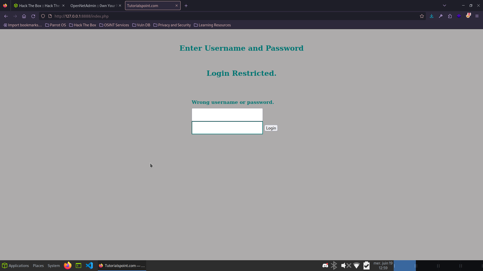 Internal web app on localhost:8888