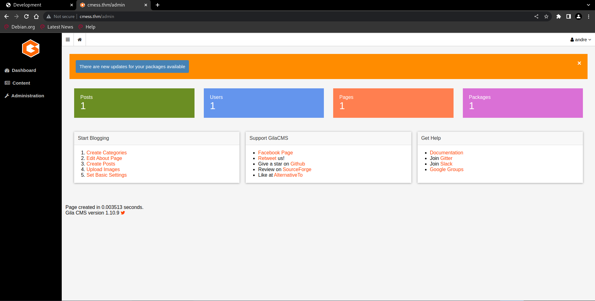 Admin dashboard